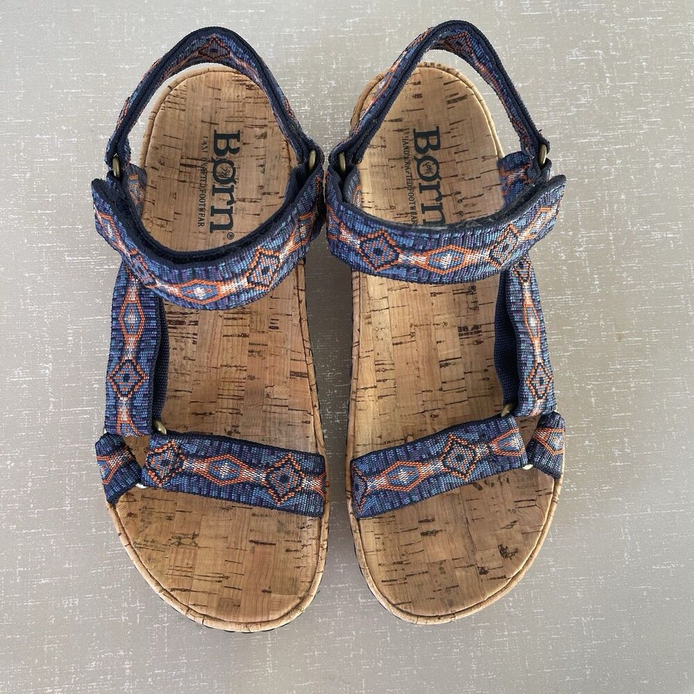 BORN Sirena Cork Platform Slingback Sandals Size 7M Hippie Festival Y2K Boho - Picture 3 of 11